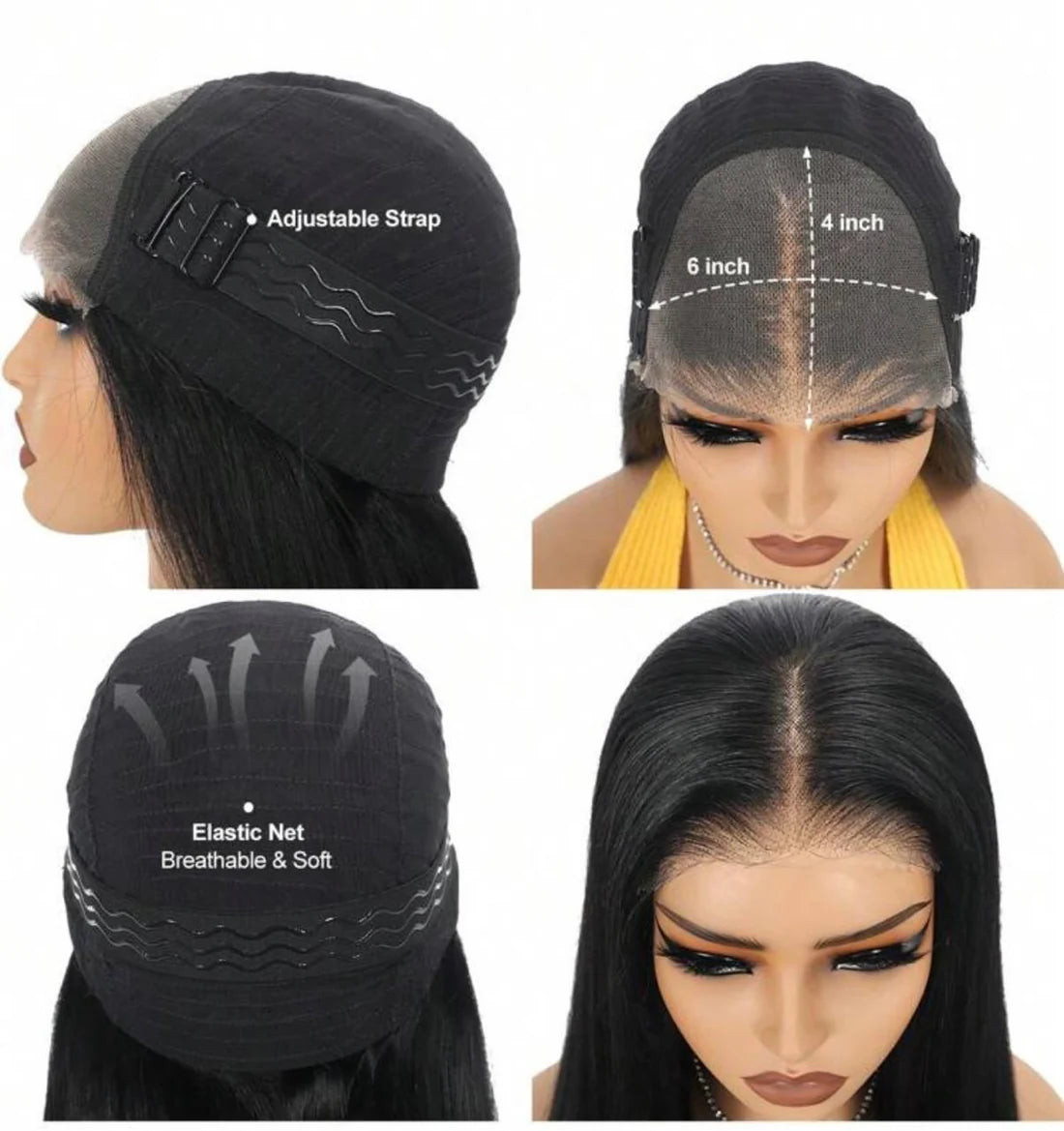 6x4 Straight Human Hair Blend Wig