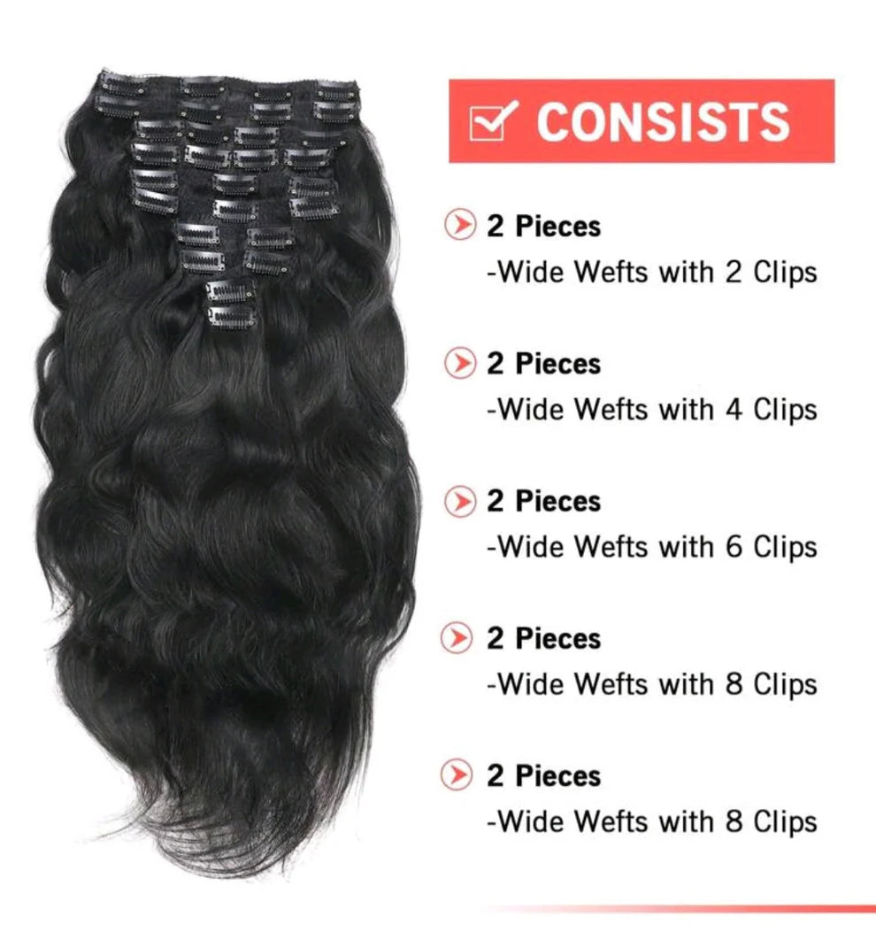 Premium Black Body-wave Human Hair clip-ins