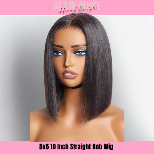10" Double Drawn 5x5 Straight Bob Wig