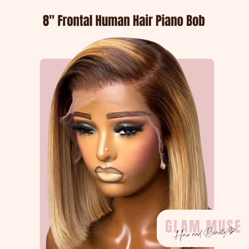 8" Frontal Human Hair Piano Bob
