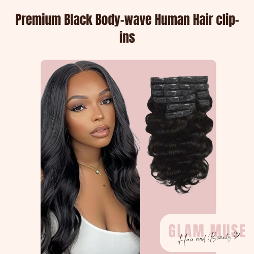 Premium Black Body-wave Human Hair clip-ins