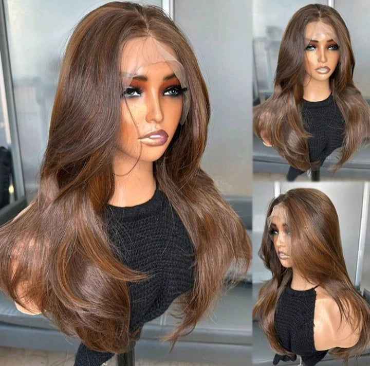 18" Brown Blended Lace Front Wig