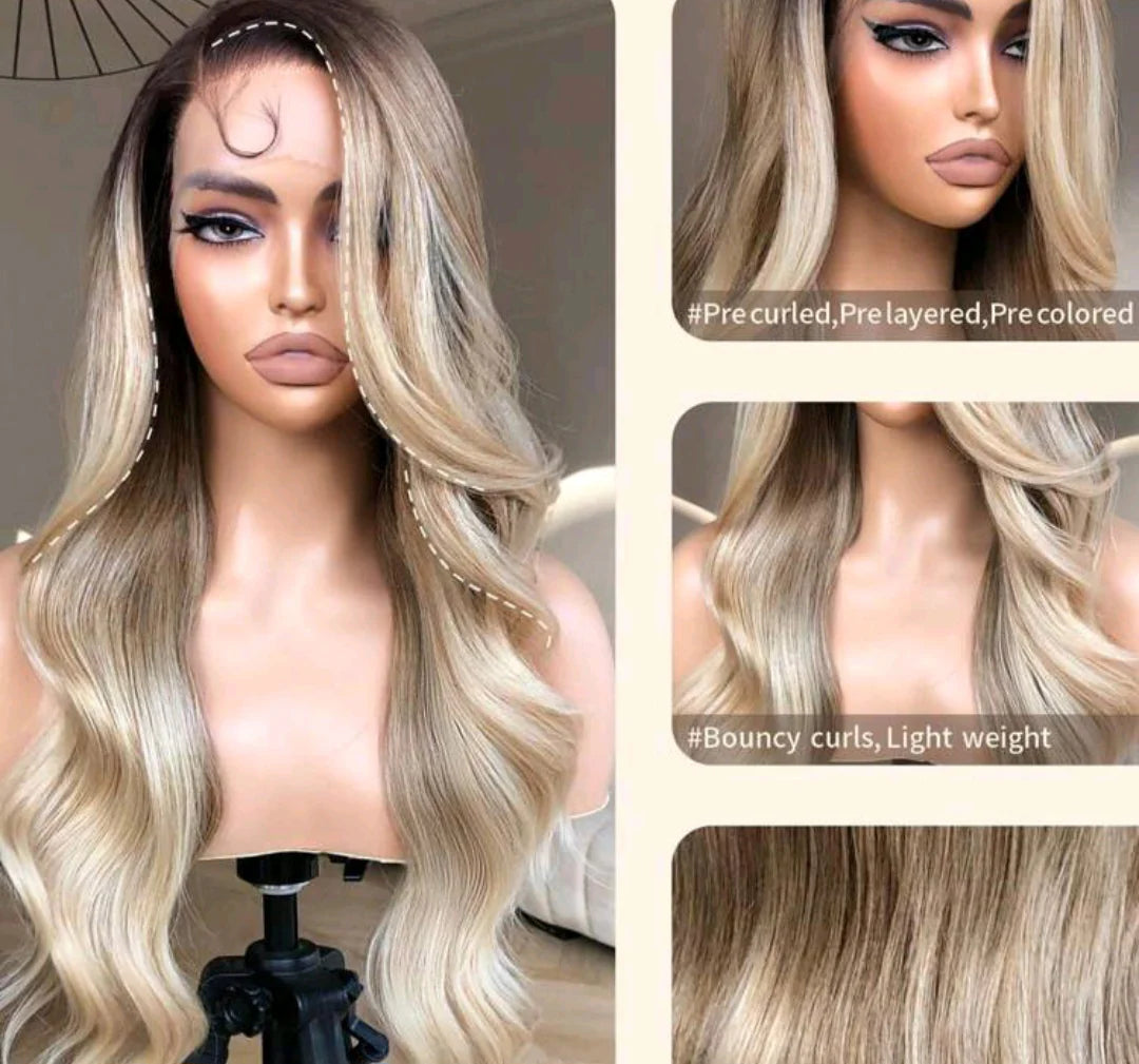 26" Brandy U-Part + 26 Blonde Bombshell Wig