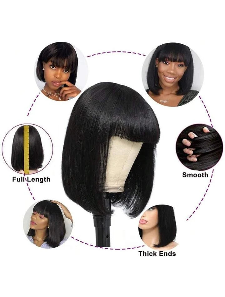 10" Bob With Bangs Human Hair Wig