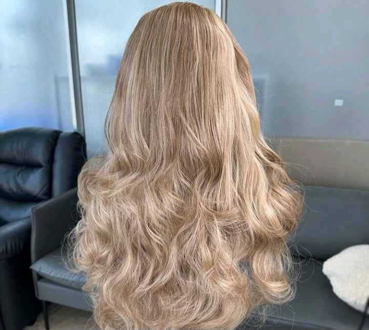 Blonde Highlight Brown Mixed  Lace Front Wig