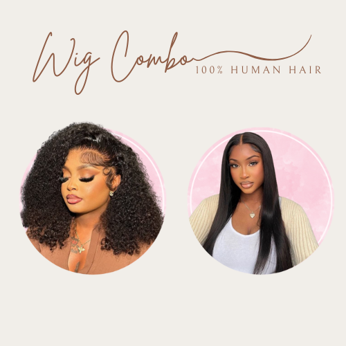 20" Pixie Curl + 18" 4X4  Straight Human Hair Wigs