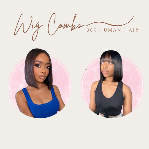 10" DD Bob + 10" Bob Fringe Human Hair Wigs