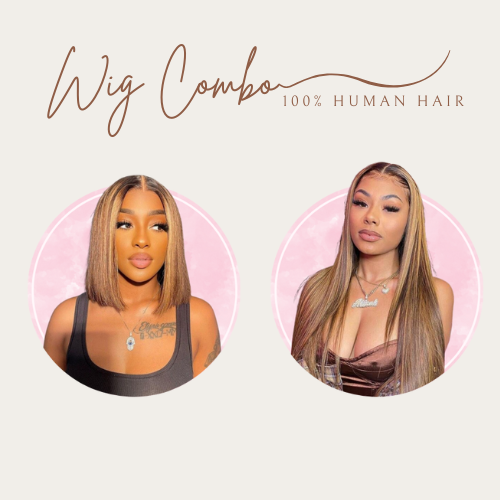 8" Piano Bob + 22" Piano Straight Frontal Human Hair Wigs