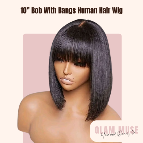 10" Bob With Bangs Human Hair Wig