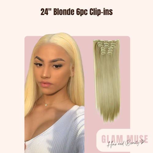 24" Blonde 6pc Clip-ins